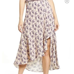 Floral deep slit skirt